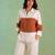 Ivory brown handloom cotton linen top