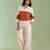 Ivory brown handloom cotton linen top