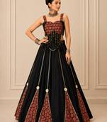black ajrak print cotton navratri lehenga set