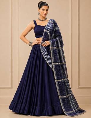 blue moonga silk blend navratri lehenga choli 1