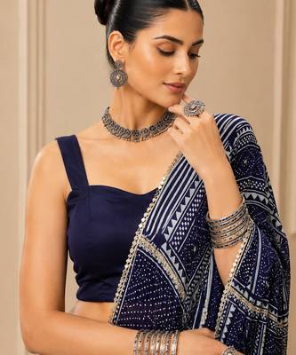 blue moonga silk blend navratri lehenga choli 2