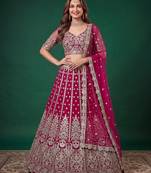 Enchanting Pink Dori, Zari, and Multiple Sequins Embroidered Rangoli Silk Indian latest designer Bollywood lehenga
