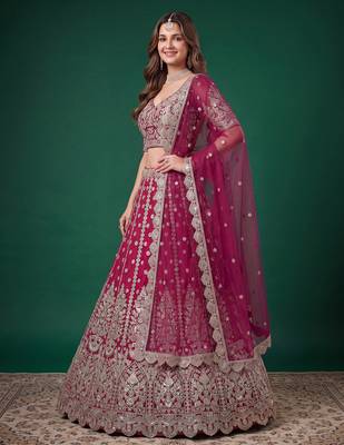Enchanting Pink Dori, Zari, and Multiple Sequins Embroidered Rangoli Silk Indian latest designer Bollywood lehenga 3