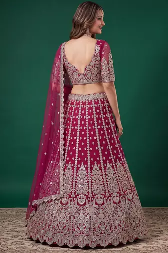 Enchanting Pink Dori, Zari, and Multiple Sequins Embroidered Rangoli Silk Indian latest designer Bollywood lehenga