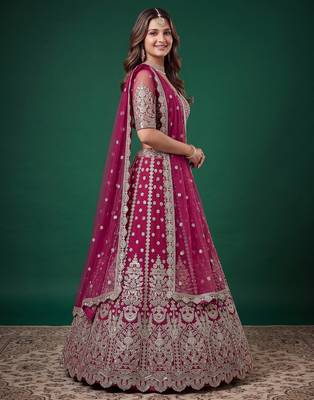 Enchanting Pink Dori, Zari, and Multiple Sequins Embroidered Rangoli Silk Indian latest designer Bollywood lehenga 5
