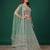 Mesmerizing Pista-Green Dori, Zari, and Sequins Embroidered Rangoli Silk Indian Ethnic lehenga