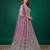Catching Purple Dori, Zari, and Sequins Embroidered Rangoli Silk mehendi ceremony wear lehenga