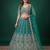 Delightful Rama-Green Dori, Zari, and Sequins Embroidered Rangoli Silk Indian party wear lehenga