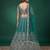 Delightful Rama-Green Dori, Zari, and Sequins Embroidered Rangoli Silk Indian party wear lehenga