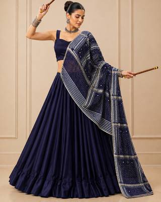 blue moonga silk blend navratri lehenga choli 3