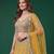 Fetching Yellow Dori, Zari, and Sequins Embroidered Rangoli Silk wedding sangeet ceremony lehenga