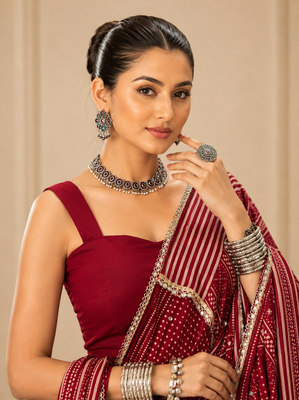 maroon moonga silk blend navratri lehenga choli 3