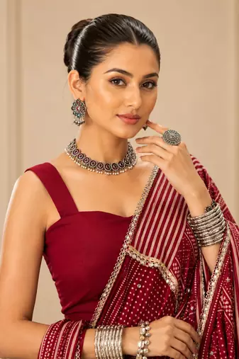 Maroon Moonga Silk Blend Lehenga Choli