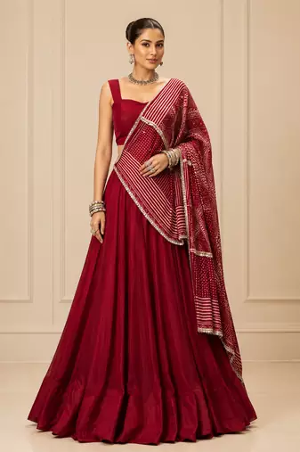 Maroon Moonga Silk Blend Lehenga Choli