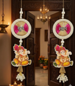 handmade multicolour decorative ganesh ji hanging shubh labh hanging for decoration for home decor (pack of 2)