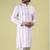Mens cotton woven design kurta white
