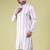 Mens cotton woven design kurta white