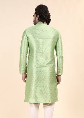 Mens art silk woven design with lace and printex kurta pista 2