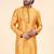 Mens art silk woven design with lace and printex kurta mustard