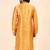 Mens art silk woven design with lace and printex kurta mustard