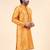 Mens art silk woven design with lace and printex kurta mustard