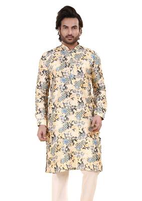 Mens art silk digital print with sequined work kurta multicolor 1