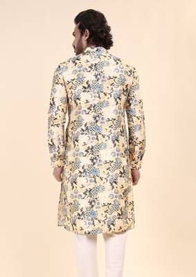 Mens art silk digital print with sequined work kurta multicolor 2