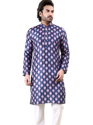 Mens art silk digital print with sequined work kurta multicolor 1
