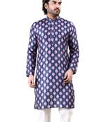 Mens art silk digital print with sequined work kurta multicolor