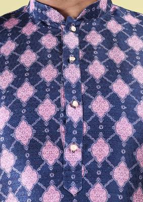 Mens art silk digital print with sequined work kurta multicolor 4