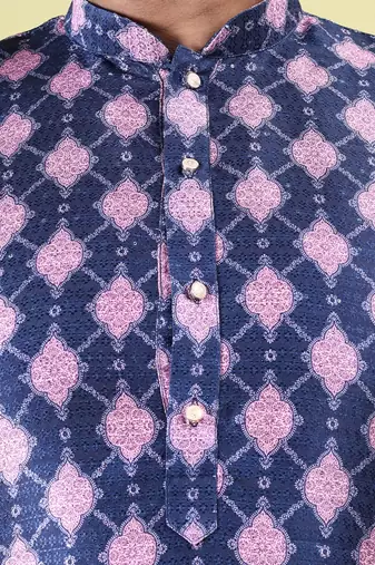 Mens art silk digital print with sequined work kurta multicolor