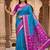 Sky blue color pochampally silk blend ikkat design zari border sarees