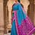 Sky blue color pochampally silk blend ikkat design zari border sarees