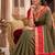 Dark green color pochampally silk blend ikkat design zari border sarees