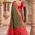 Dark green color pochampally silk blend ikkat design zari border sarees