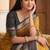 Mustard color pochampally silk blend ikkat design zari border sarees