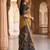 Mustard color pochampally silk blend ikkat design zari border sarees