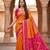 Orange color pochampally silk blend ikkat design zari border sarees