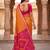 Orange color pochampally silk blend ikkat design zari border sarees