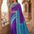 Purple blue color pochampally silk blend ikkat design zari border sarees