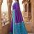 Purple blue color pochampally silk blend ikkat design zari border sarees