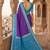 Purple blue color pochampally silk blend ikkat design zari border sarees
