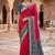 Rani pink color pochampally silk blend ikkat design zari border sarees