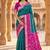 Sea green color pochampally silk blend ikkat design zari border sarees