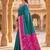Sea green color pochampally silk blend ikkat design zari border sarees