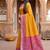 Yellow color pochampally silk blend ikkat design zari border sarees