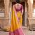 Yellow color pochampally silk blend ikkat design zari border sarees