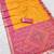Yellow color pochampally silk blend ikkat design zari border sarees