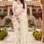 off-white color fendy silk blend foil print with zircon work saree
