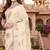 off-white color fendy silk blend foil print with zircon work saree